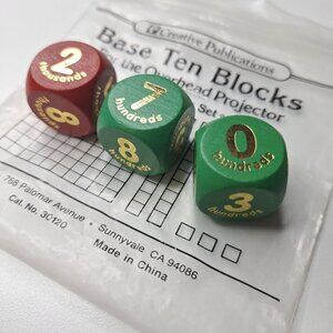 Base Ten Blocks Learning Hundreds Thousands Dice Three Wooden Overhead Projector